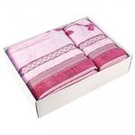 Rametto Полотенце махровое набор 2 шт.: 50х100 см, 70х140 см, с бамбуковым волокном, розовый, 520 г/м2, подарочная коробка (Россия)
