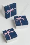 Коробки квадратные 3 в 1, с бантиком, 13,5*13,5*8 см (SF-1852А) белый/темно-синий