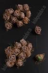 Головки цветков "Розочка" на веточке с сеточкой, 144 шт (SF-043) коричневый