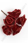 Головки цветов "Роза" на веточке с блестками 6 см (5 шт) SF-3007, красный