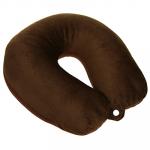 Подушка для шеи «Пёрышко», 27х30х9 см флисовый воротничок, наполнитель - гранулы, с кнопкой, цвет коричневый (Китай)
