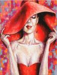 Женщина в красной широкополой шляпе