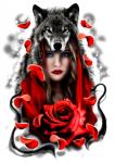 Девушка в волчьей шкуре и красная роза