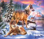 Волки у зимней реки