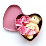 Подарочный набор ярко или бледно розовый "Love you" Розы и Мишка в коробочке на 14 февраля или 8 марта ( с мыльными лепестками) , арт.002.155