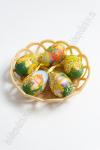 Пасхальный декор "Яйца с лентой в корзине №2" 4*6 см (5 шт) SF-5015, разноцветный