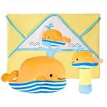 Подарочный набор "Веселый кит": полотенце, погремушка и подушка