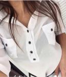 Блузка с ремешком креп шифон белая A117