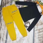 Костюм loveLove черная кофта и желтые брюки A133