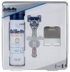 Набор  GILLETTE SKINGUARD Sensitive Бритва с 1 Сменной кассетой +Гель для бритья для чувств.кожи с экстрактом Алоэ Защита Кожи 200 мл+настенный держатель для бритвы