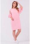 Монохромное платье волан 3683 (розовый)