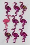 Патч 3D,  с двухсторон. пайетками "Фламинго" 6*4 см (10 шт) SF-1893, фукси/золото