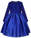 синее платье для девочки с гипюром Арт.84173