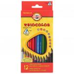 Набор карандашей цветных TRIOCOLOR трехгранных, 12 цв., с европодвесом