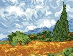 200139 Канва с рисунком ГК (Пшеничное поле с кипарисами, худ. Винсент ван Гог) 40х50