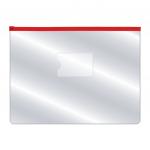 Папка на молнии прозрачная, красная молния, ф.A4, 160мкм, с карманом