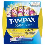 TAMPAX Compak Pearl Женские гигиенические тампоны с аппликатором Regular Duo 16шт