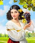 Восточная девушка с виноградом