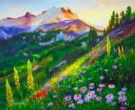 Альпийские цветы с видом на горы