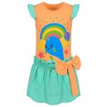 Комплект (футболка, юбка) для девочки  персиковый SM349-1