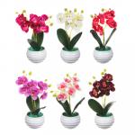 Цветы в горшке в виде орхидеи, керамика, пластик, 7х7х17,2см, 6 цветов