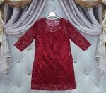 Платье SIZE PLUS гипюр на подкладке red wine KH110 X118