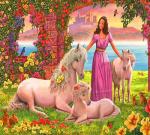 Милая принцесса и семья белых лошадей
