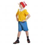 Детский карнавальный костюм "Буратино", текстиль, рубашка, шорты, колпак, нос, р-р 30-32, рост 116-122 см