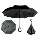 Зонт обратного сложения ветроустойчивый. Черный