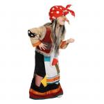 Детский карнавальный костюм "Баба-Яга", рубаха, юбка с фартуком, безрукавка с горбом, нос, платок, р-р 32-34, рост 128-134 см