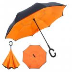 Зонт обратного сложения ветроустойчивый. Оранжевый