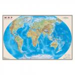 Карта настенная "Мир. Физ. карта", М-1:25млн, размер 122*79см, ламинир., тубус, 640