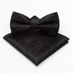 Набор мужской: галстук-бабочка 12 х 6 см, платок 21 х 21 см, чёрный, п/э