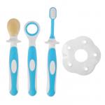 Зубная щётка детская, набор 3 шт. с ограничителем: силиконовая, с мягкой щетиной, для языка, от 6 мес., цвета МИКС