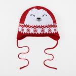 Шапка вязаная Крошка Я "Мишка со снежинкой", размер 46, 9-12 мес, шерсть,пан, хлопок