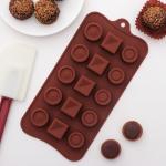 Форма для льда и шоколада "Кружочки, квадратики", 15 ячеек