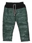 2-8 брюки утепленные детские, черно-зеленые