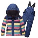 Детский зимний горнолыжный костюм темно-синего цвета 8813TS