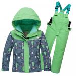 Детский зимний горнолыжный костюм зеленого цвета 8812Z