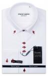 0119TESSF  Мужская белая рубашка Elegance Super Slim Fit с красными пуговицами