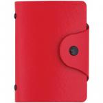 Визитница карманная OfficeSpace на 40 визиток, 80*110 мм, кожзам, кнопка, красный, 260778