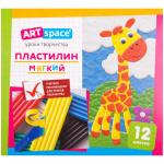Пластилин ArtSpace, 12 цветов, со стеком, картон, PL12_16713