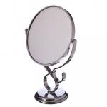 Зеркало настольное круглое, пластик, 17,5х29х10 см, серебро, 1018