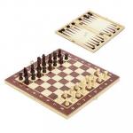 Набор игр 3 в 1 (шашки,  шахматы,  нарды) дерево,  29x29  см,  арт.2115