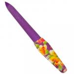 Пилка для ногтей металлическая с пластиковой ручкой, 12 см, "Колор", цветы