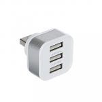 FORZA Зарядное устройство USB, 3USB, 1А, белый с серебр.