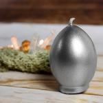 Свеча Яйцо серебряная, 6х4 см, горение 6 ч