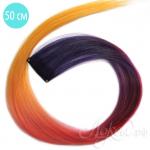 Цветные пряди волос на заколках. Фиолетовый + Коралловый + Песочный 1 шт.