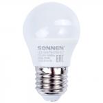 Лампа светодиодная SONNEN, 7(60)Вт, E27, шар, теплый/белый, LED G45-7W-2700-E27, 453703