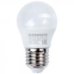 Лампа светодиодная SONNEN, 7(60)Вт, E27, шар, холодный/белый, LED G45-7W-4000-E27, 453704